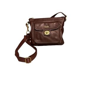 Coach Madison Juliette Mahogany Leather Crossbody Bag Gold Hardware GUC